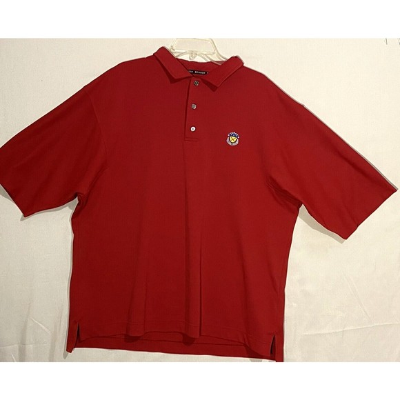 FootJoy FJ Red Golf Polo Shirt XL Men Short Sleeves BelAir Country Club Insignia - Picture 2 of 12